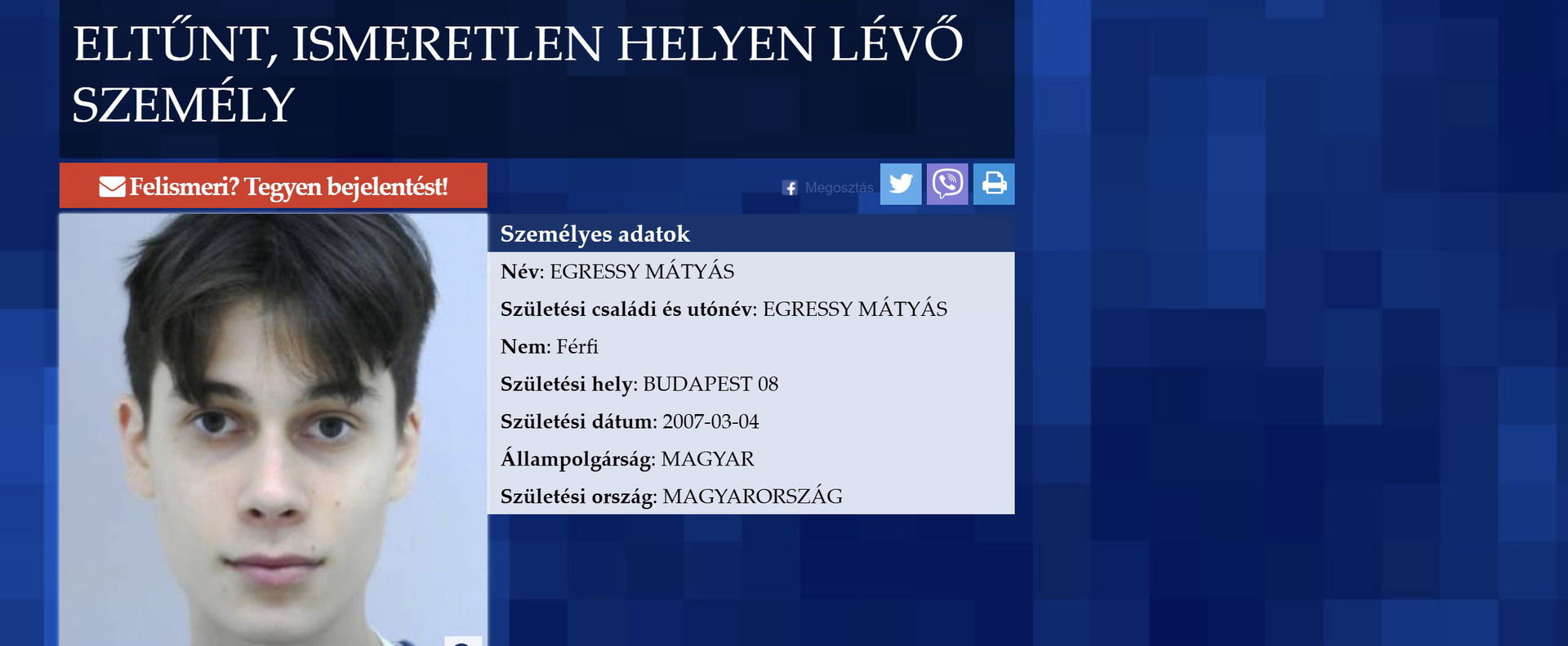 Egressy Mátyás eltűnésének ügyében szakértő mondta ki azt, amire az ország kereste a választ